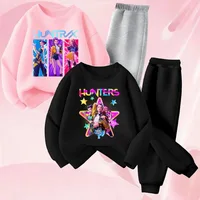 Ensemble 2 pièces pour filles, printemps-automne, imprimé dessin animé, sweat-shirts et pantalons de survêtement tendance pour enfants, ensembles décontractés pour bébés et enfants. 3