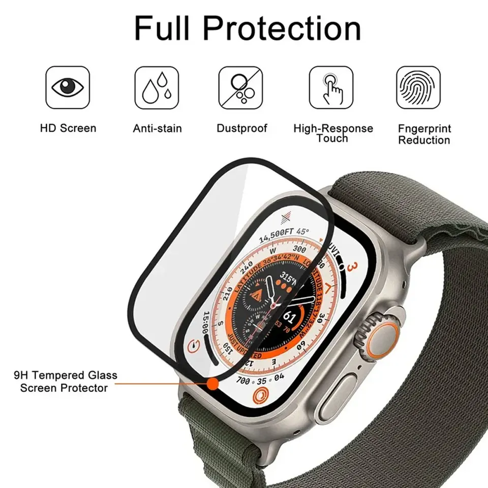 Protector de pantalla para Apple Watch Series 9-8-7-6 5 4 Se ultra-2 49mm 41mm 45mm 40mm 44mm 3D (no es vidrio templado) Película accesorios 5