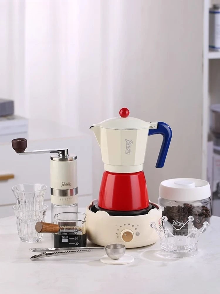 Colorful Moka Pot 3 Cup Stovetop Espresso Maker Italian Coffee Machine with Aluminum Alloy Home Brewing Set