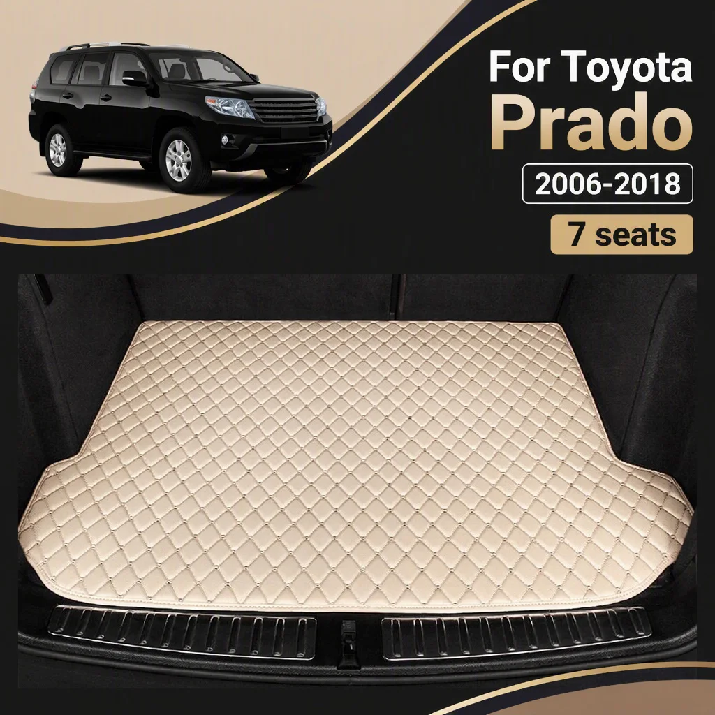 Leather Car Trunk Mat for 7 Seats Toyota Prado 2006-2018 Trunk Cargo Liner Storage Carpet Car Interior Accessories Decor