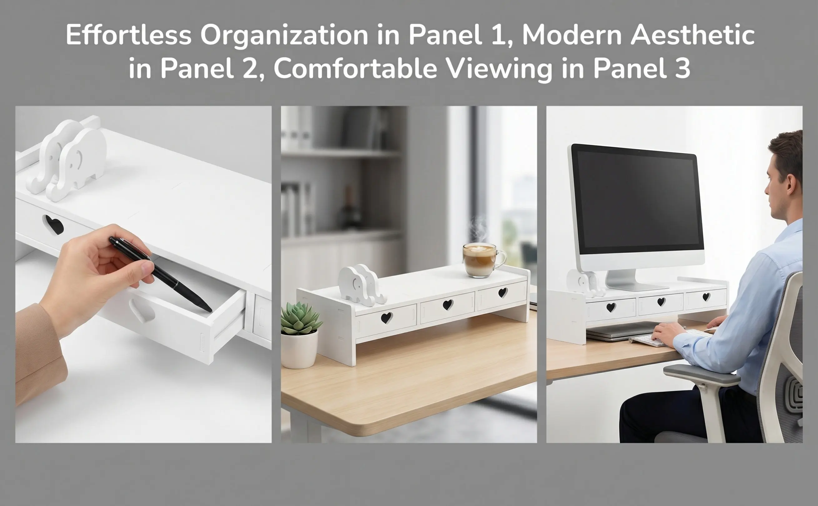 Computer Monitor Riser Keyboard Storage Drawer Type Desk Stand Laptop Heightening Rack Office Desktop Organizer