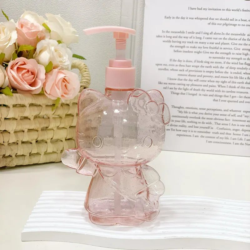 Bouteille de parfum transparente Anime Hello Kitty, Sanurgente Kawaii, bouteille de voyage, vaporisateur de cosmétiques, type presse, gratitude, 350ml