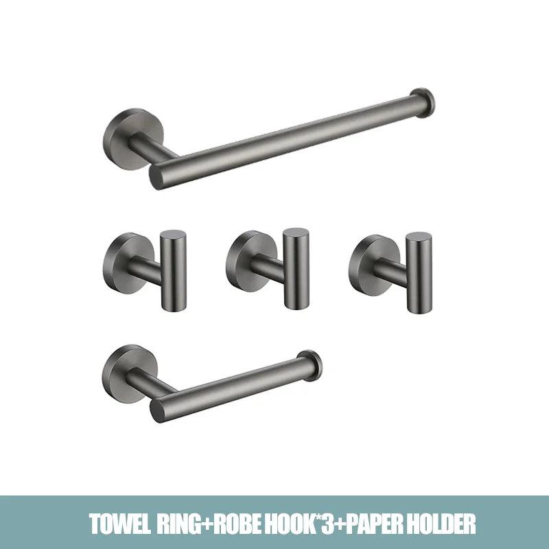 Gun Gray Black Brushed Gold Bathroom Hardware Set Stainless Steel Bathroom Accessories Towel Bar Towel Ring Toilet Paper Holder