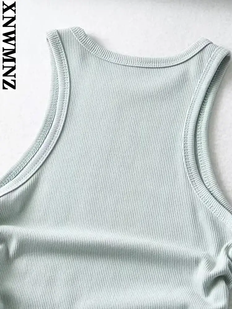 XNWMNZ sexy tops Women 2022 fashion summer solid knitted base vest vintage o neck sleeveless female vest sports chic tops