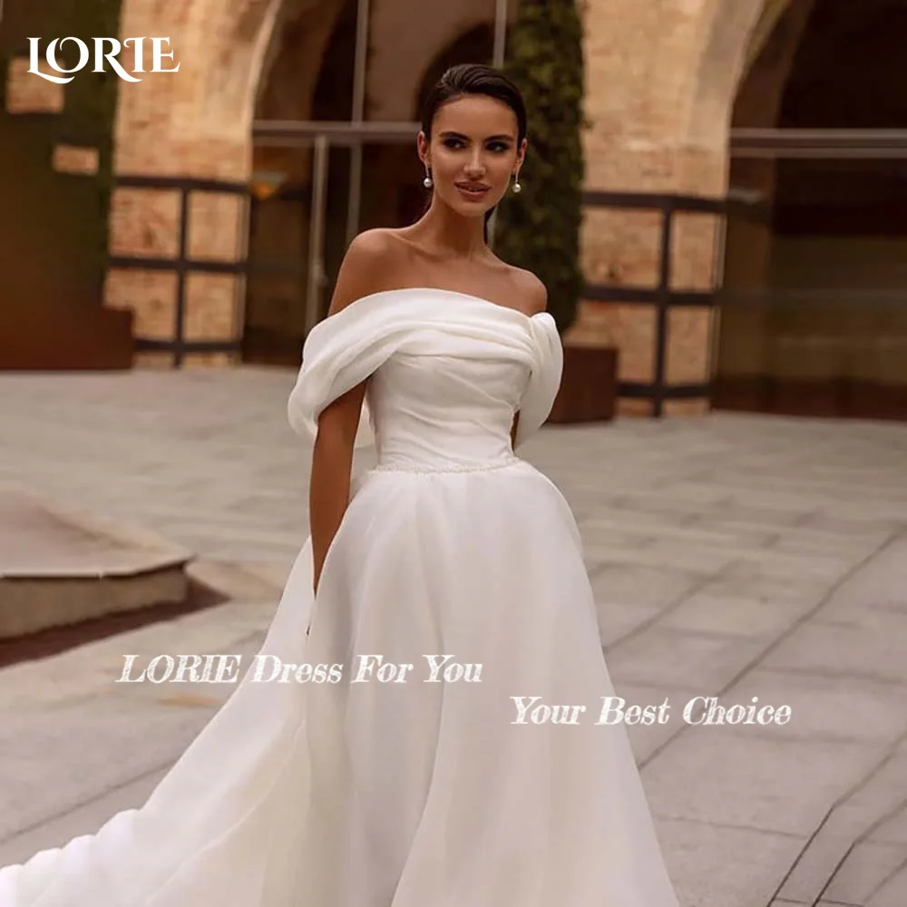 LORIE Off-Shoulder Wedding Dress A-line Empire Waist Bride Gowns 2024 Simple Pleats Backless Bridal Dress White stidos de novia