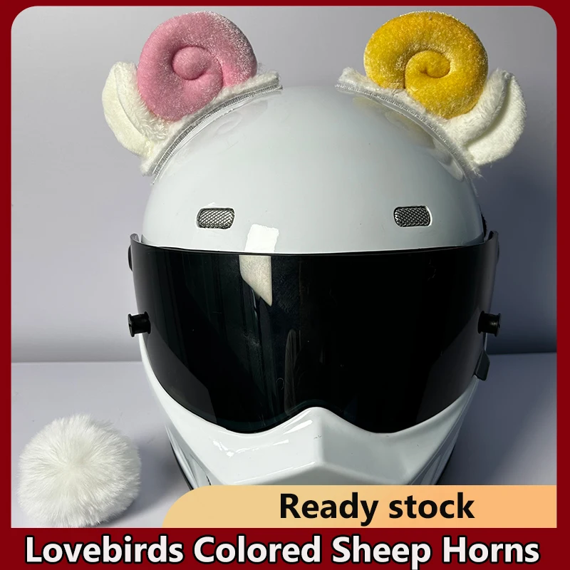 

Lovebirds Colored Sheep Horn Helmet Decoration For Couples Romantic And Cute Helmet Accessories Suitable For Cycling And Dating