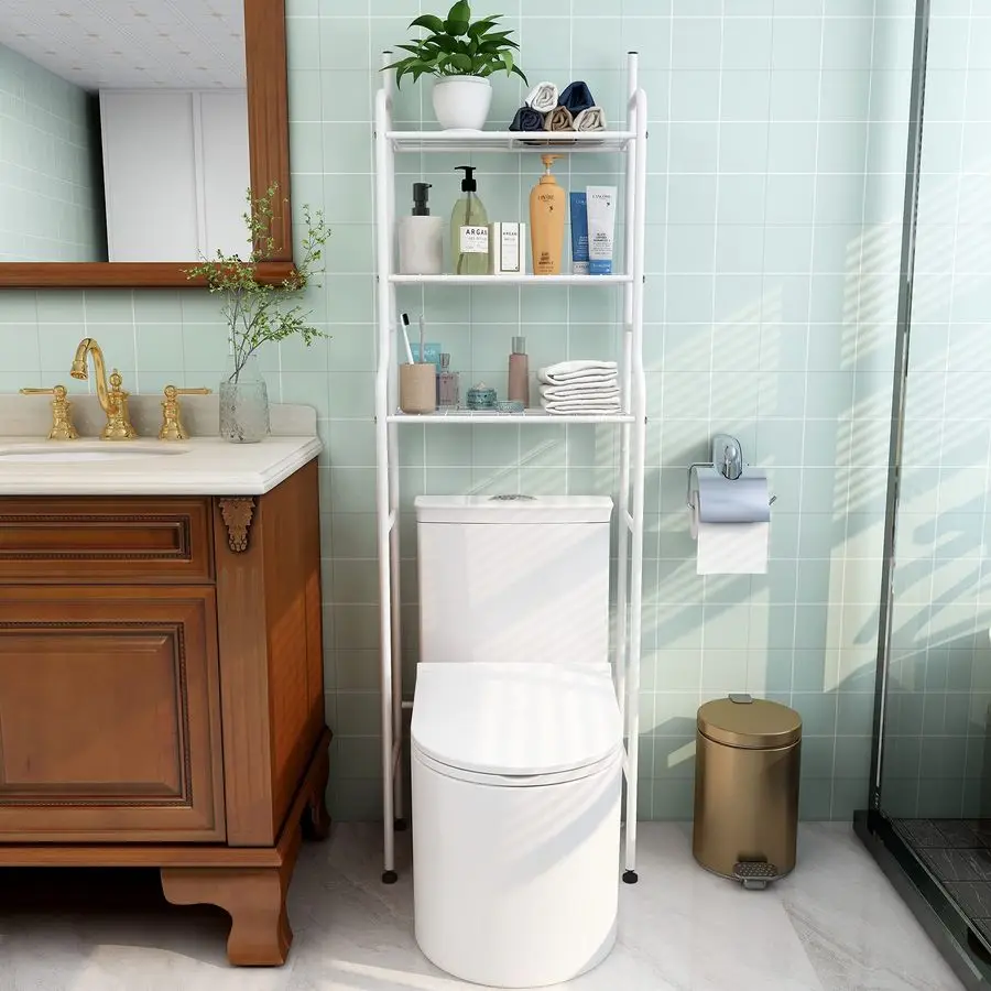 

Bathroom Organizer Over The Toilet Space Saver Over The Toilet Rack Bathroom Corner Stand Storage Organizer White