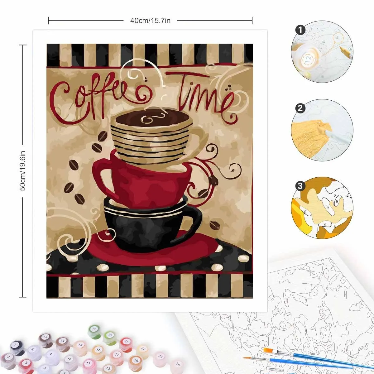 Paint By Numbers Kit for Adults Beginner 40X50CM Coffee Cup DIY Frameless Canvas Painting Home Wall Decor Art Craft Gift