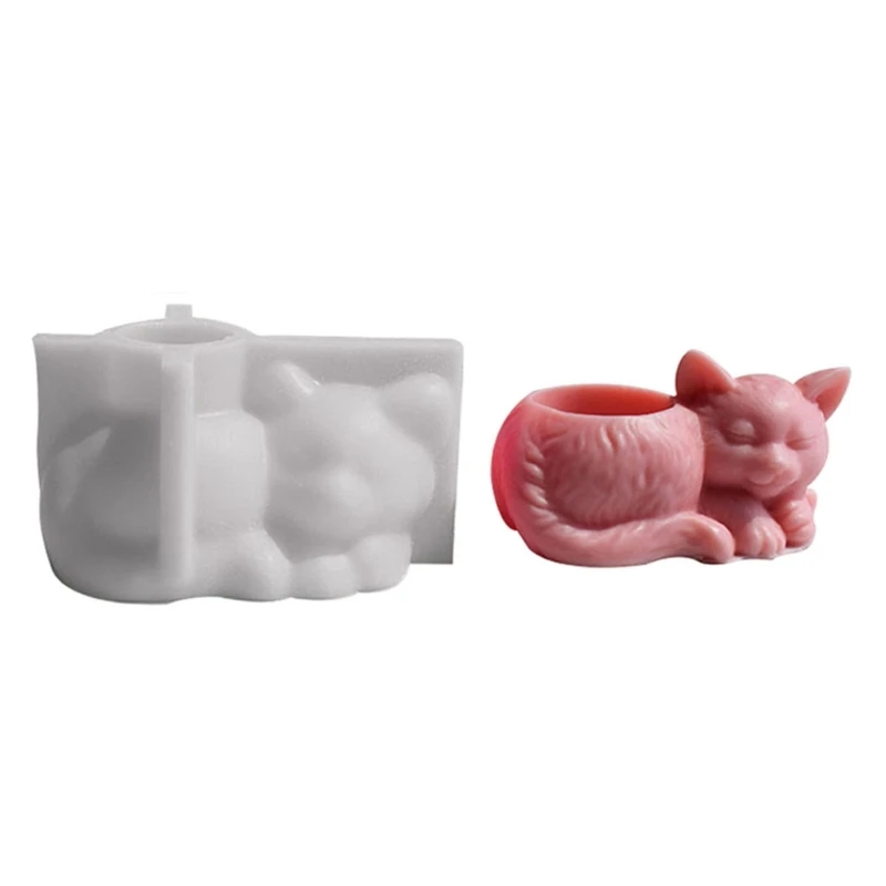 

Y1UB Sleeping Cats Succulent Flower Pot Mold Epoxy Resin Mold DIY Crafts Tool