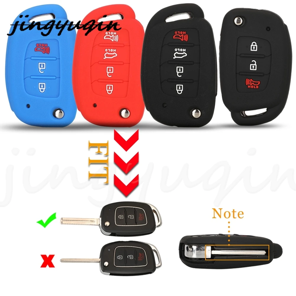 jingyuqin 3/4BTN Remote Key Case Silicone For Hyundai Tucson Sonata Elantra Mistra Solaris Accent Santa Fe Car Accessories