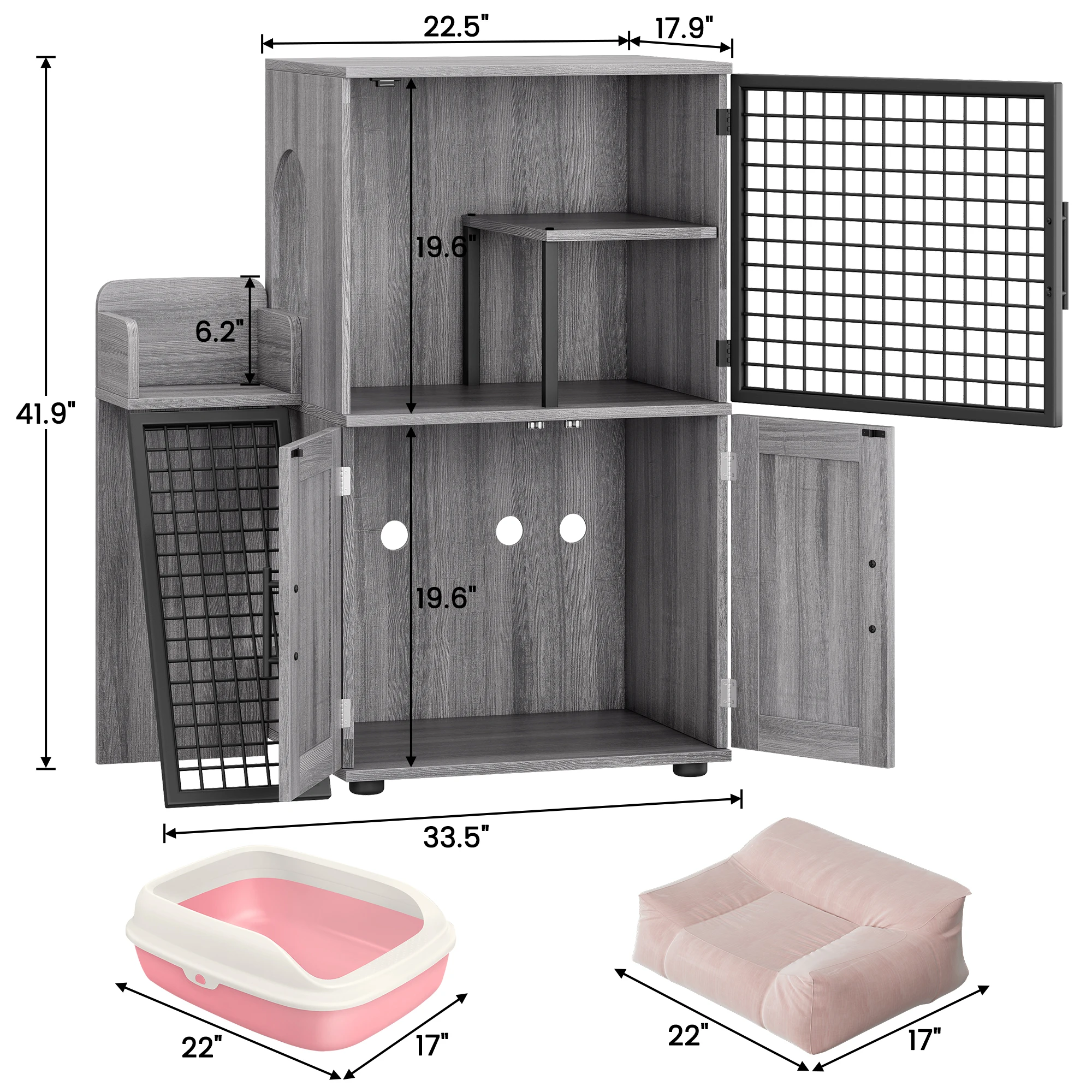 Double-Tier Cat Litter Box Enclosure 2