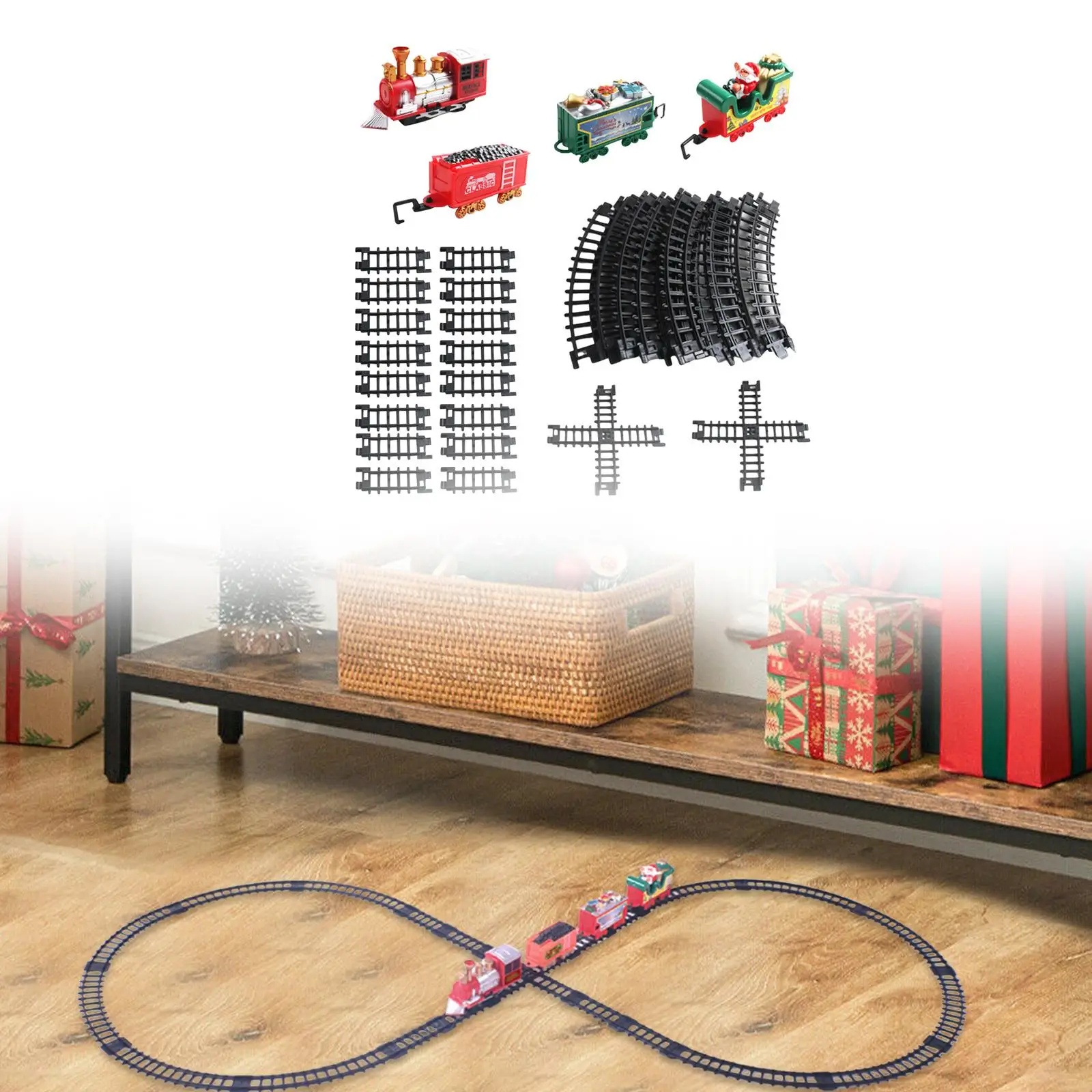 Conjunto de trem elétrico de Natal Conjunto de trem de brinquedo clássico em torno da árvore DIY montar