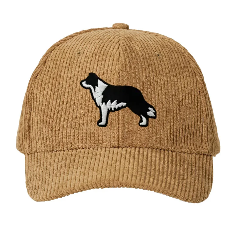 Border Collie Corduroy Cap Embroidered Dog Design Unisex Snapback Hat for Men Women Casual Streetwear Animal Lover Hat Gift
