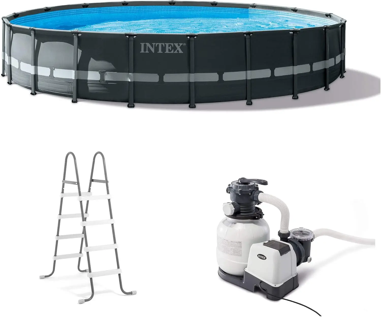 Deluxe Above Ground Swimming Pool Set: 20ft x 48in – Includes 2100 GPH Cartridge Sand Filter Pump – Supe