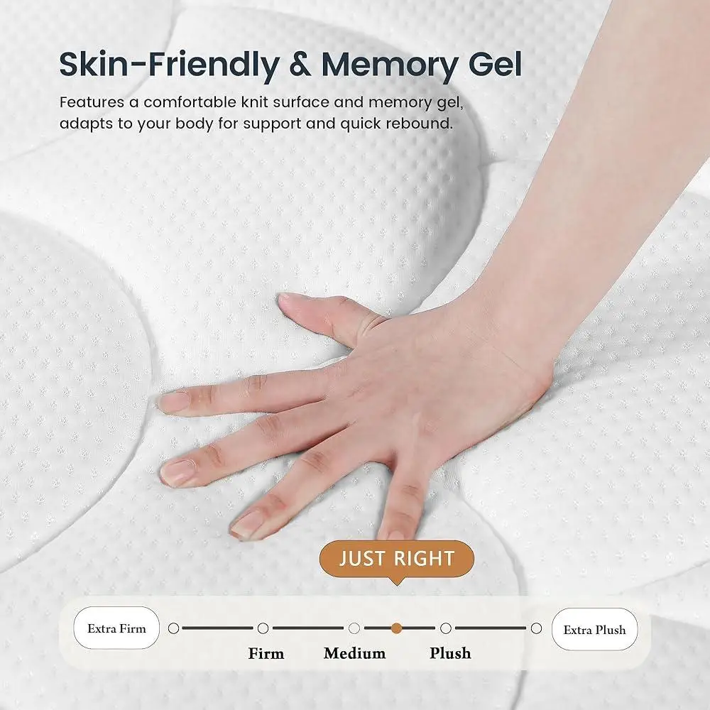 Queen Size Hybrid Mattress 14 Inch Medium Firm Gel Memory Foam Springs Pocket Coils Bed in a Box Pressure Relief Supportive