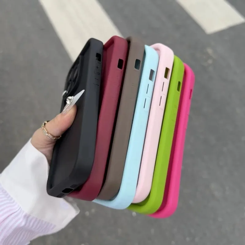 Luxury Soft Candy Liquid Silicone Phone Case For iPhone 11 12 13 14 15 Pro Max Plus XS X XR Shockproof Bumper Back Cases Cover