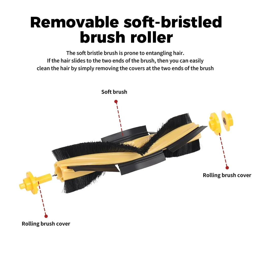 Main Roller Brush For Ecovacs OZMO 920 950 T5 T8 T8 Max T8 AIVI T9 N7 N8 Pro Yeedi 2 Hybrid Durable Deep Clean Spare Accessories