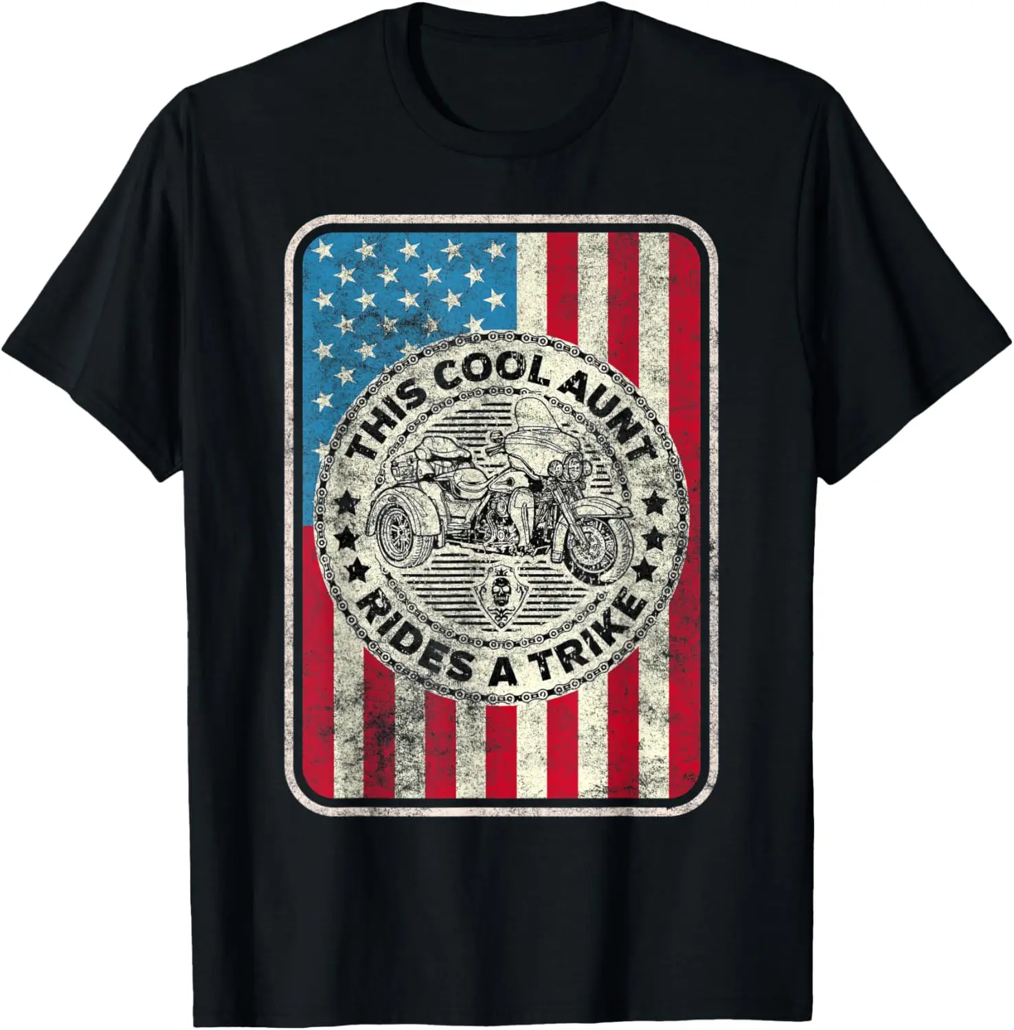 

Cool Aunt Ride Motorcycle Trike American Flag T-Shirt Motorcycle