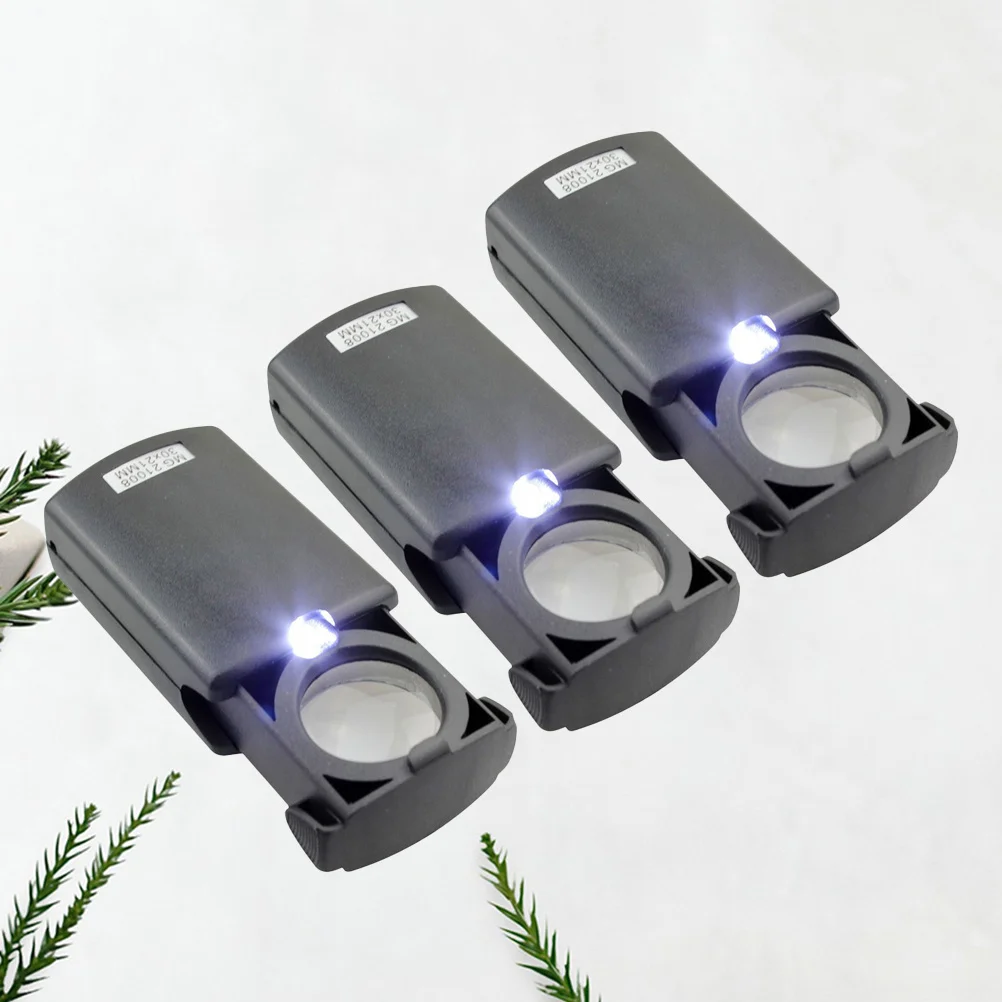 

3pcs Led Magnifier Handheld Glass For Jewelry Stamp Inspection Precision Repair Mg21008 Instrument Tool