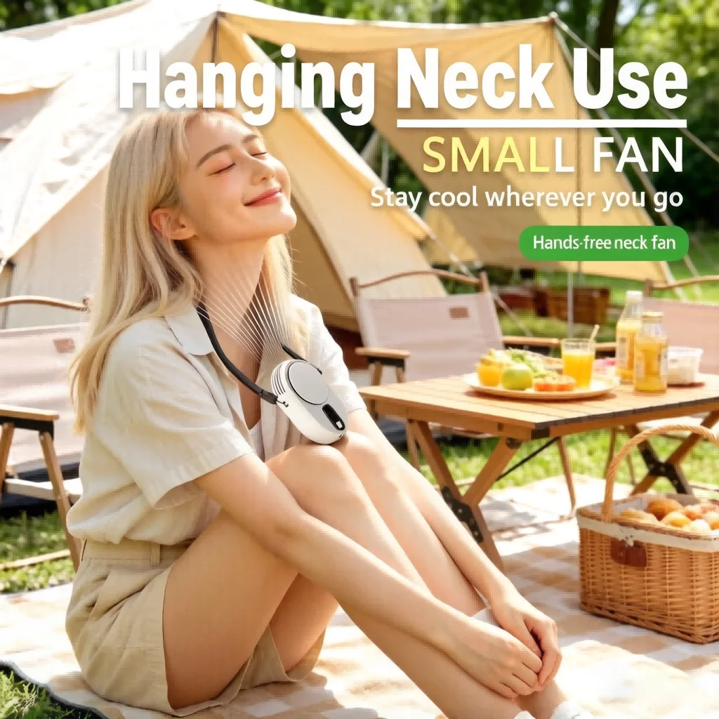 Multifunctional Neck Fan, 4-in-1 Handheld Desktop Waist Wearable, 3 Speeds, 3000mAh Rechargeable, LED Screen, Quiet for Girls