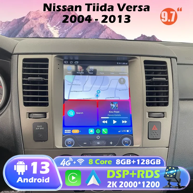 Autoradio Android 13 de 9,7 pulgadas para actualizar Nissan Tiida C11 2004-2013 reproductor Multimedia estilo Tesla GPS navi estéreo 4G Carplay Auto