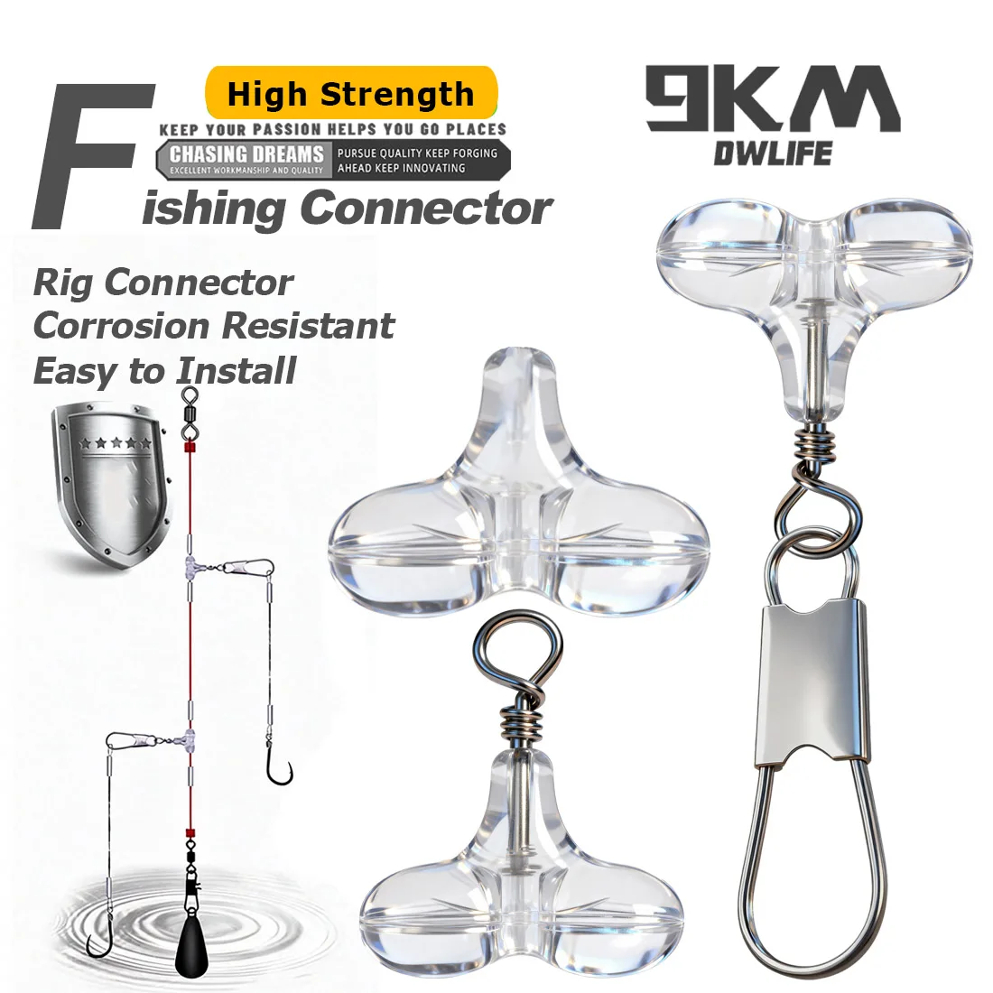 9KM T Shape Fishing Cross Beads with Snap 15pcs Lure Fishing Rig Accessories Fishing Connector for Saltwater Freshwater