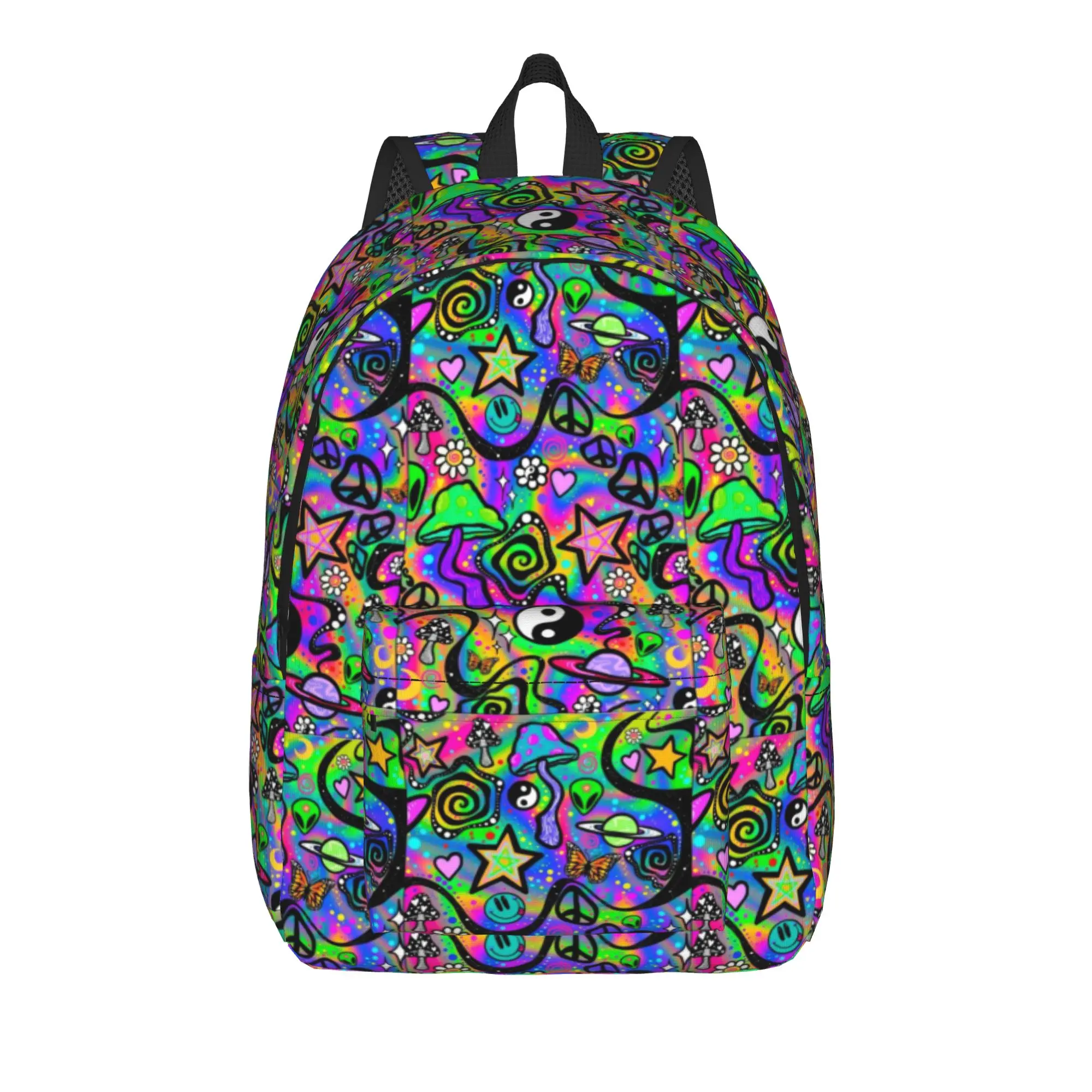 Trippy Graffiti Chaos Color Art Backpack  Student Polyester University Backpacks Big Casual School Bags Rucksack