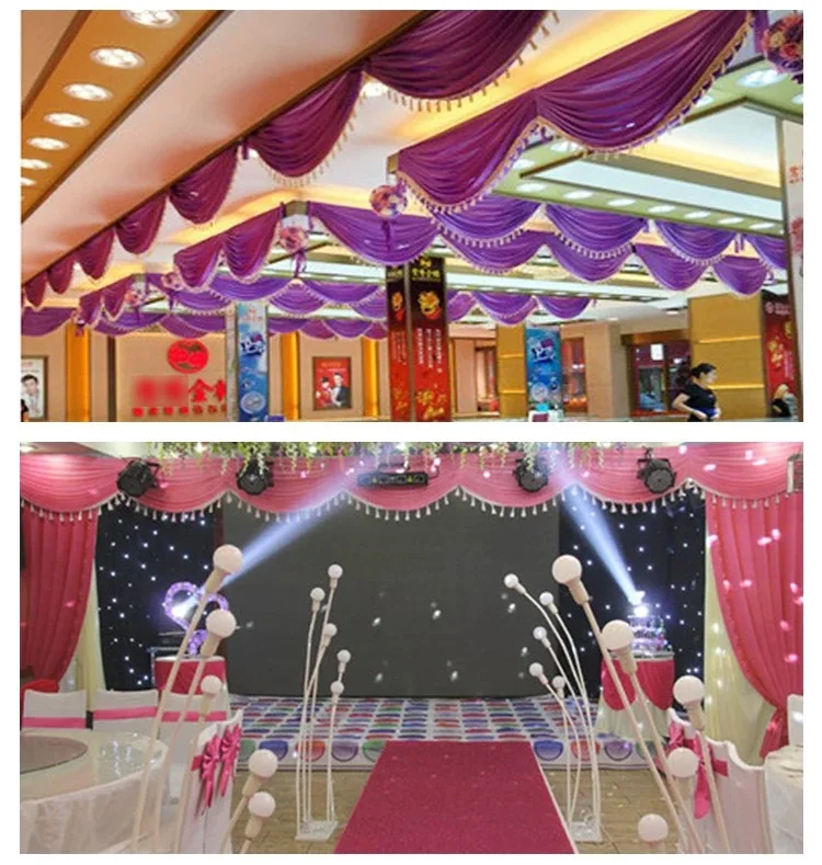 3/6M Event Party Valance Drape Panel Decoration Wedding Backdrop Curtain Swag Stage Background Drapery Table Skirt Ice Silk Swag