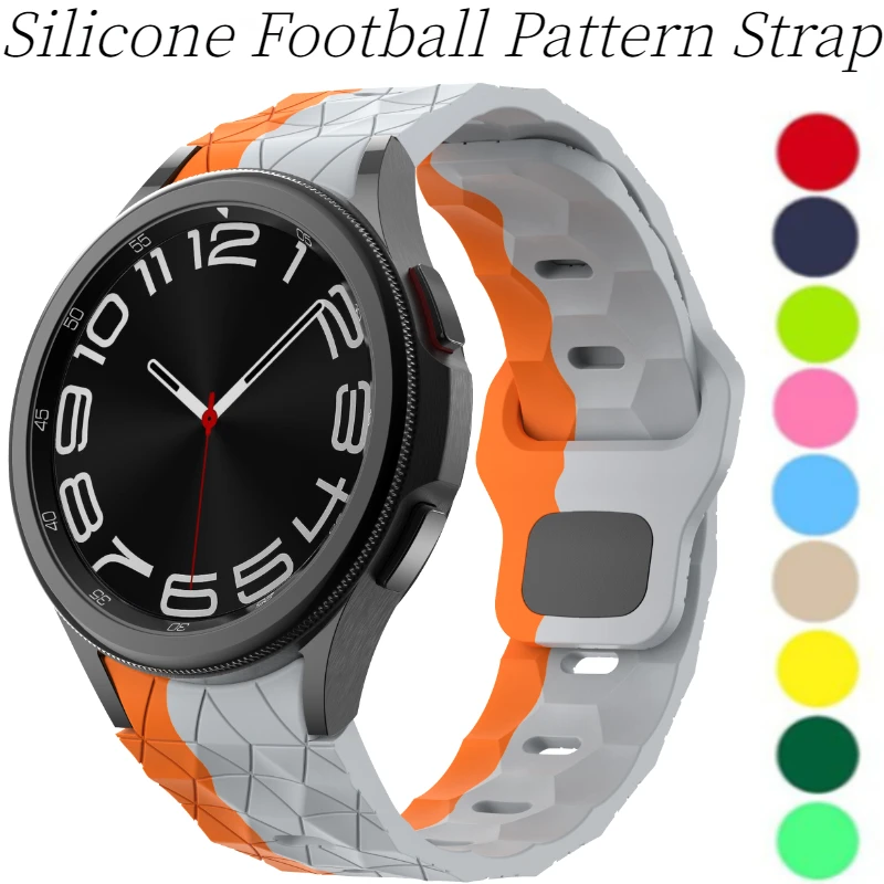 soft Silicone Strap For Samsung Galaxy Watch 7/6/5/4 40mm 44mm Football Pattern Bracelet band Watch 6/4 Classic 47mm 46mm belt