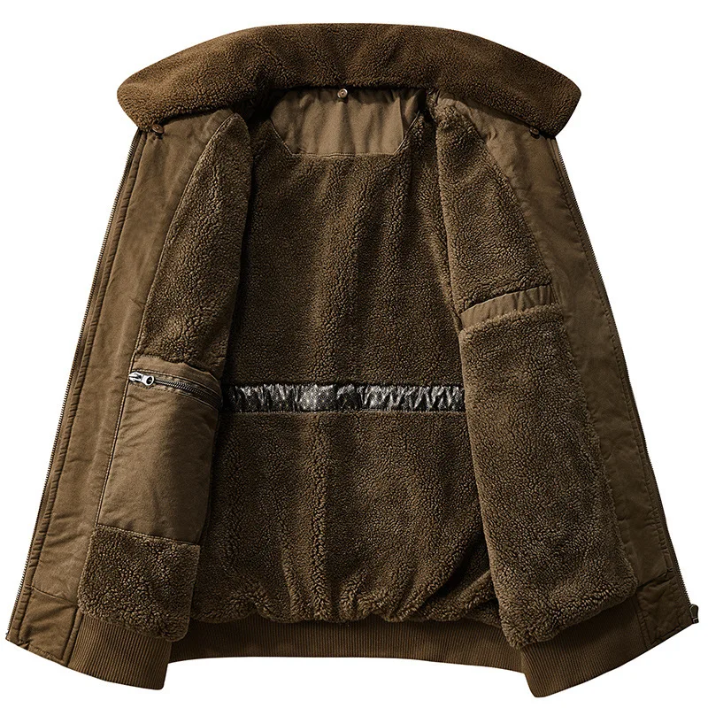 أدوات جديدة للرجال مقاس كبير سترة مبطنة من الكشمير المقلد ملابس مبطنة دافئة للرجال ملابس شتوية مبطنة #4