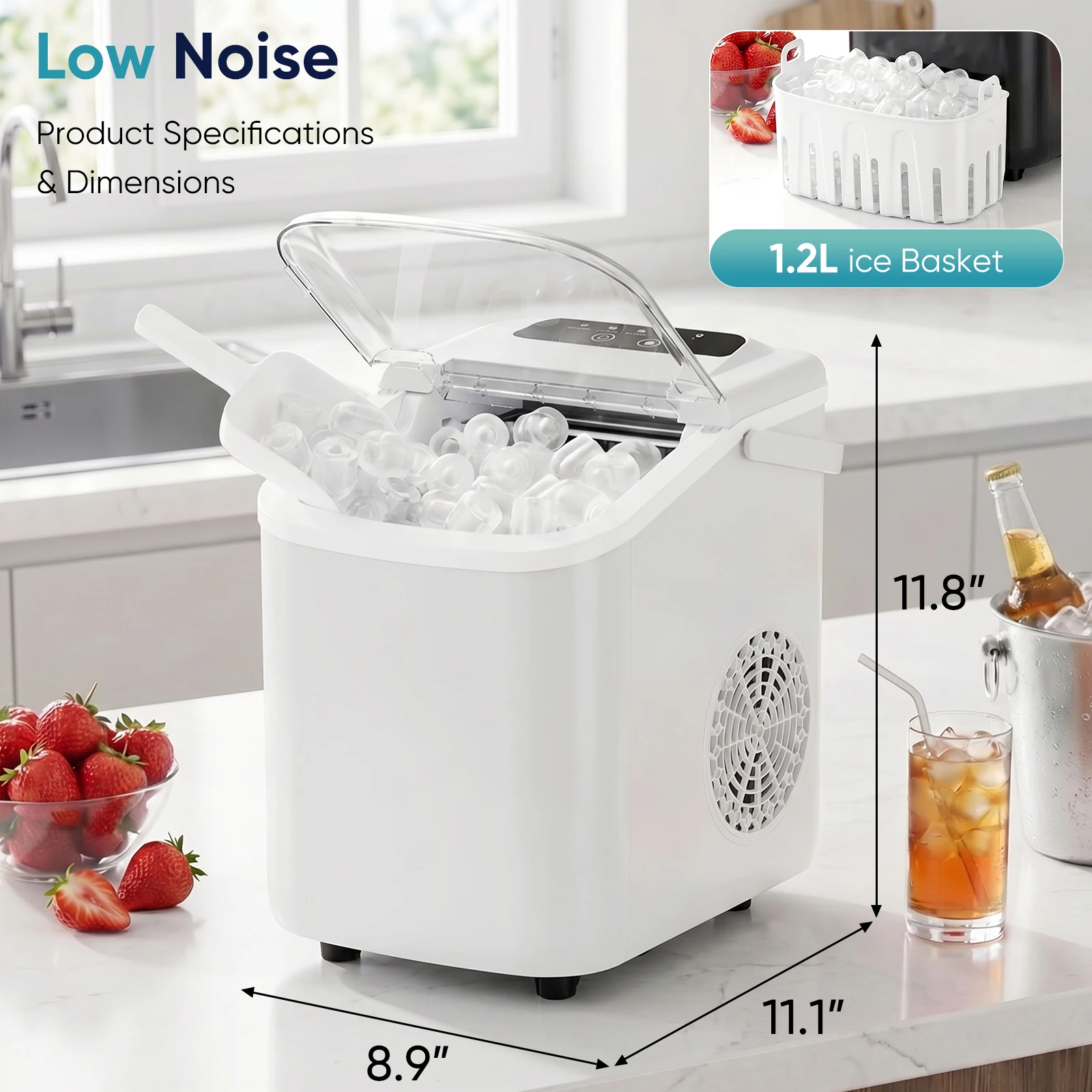 transparent viewing window ice maker