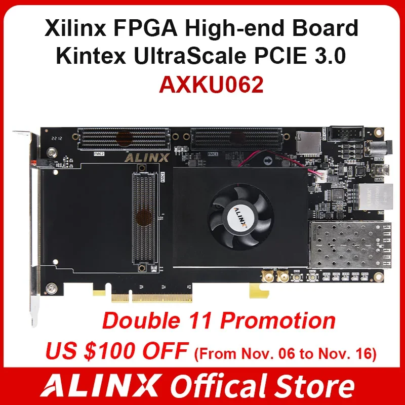 ALINX AXKU062: Xilinx Kintex UltraScale XCKU060 PCIE 3.0 FPGA Development Board SFP FMP HPC LPC