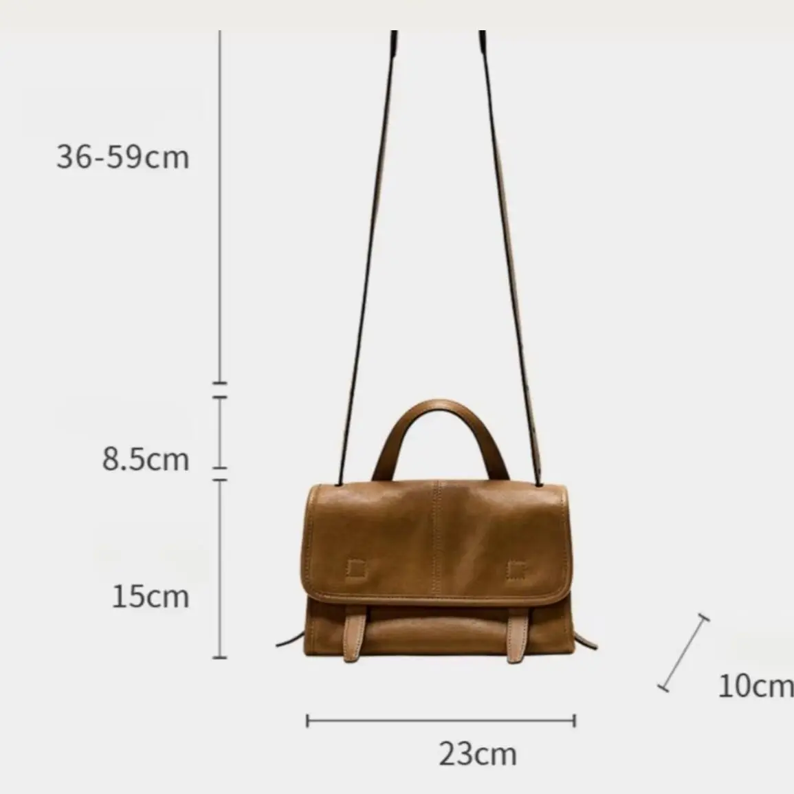 Vegetable-Tanned Leather Messenger Bag Vintage-Style Versatile One-Shoulder Crossbody Bag Women's Handbag Commuting - view 6