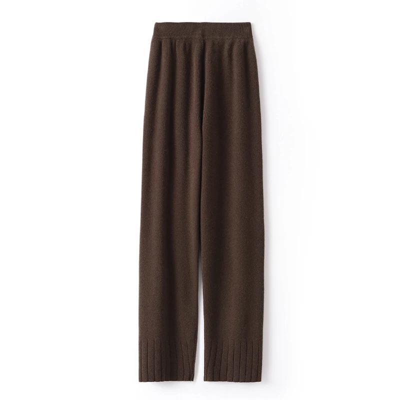 ATTYYWS-pantaloni piedi lavorati a maglia per donna, 100% pura lana, monocromatica, alla moda, nuova, autunno e inverno