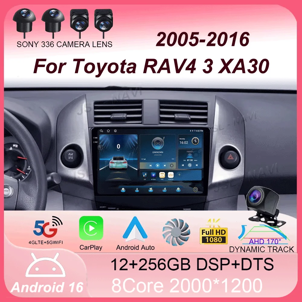 

Автомагнитола Android 16 для Toyota RAV4 3 XA30 2005-2016 с Carplay, 4G+WIFI, GPS-навигацией, мультимедиа, видеоплеером и Bluetooth