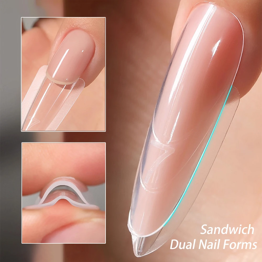 

Сэндвич, двойные формы для ногтей, 240 шт., 15 размеров, 2025 г., двойные формы, формы для гроба, миндалевидные формы для ногтей, верхняя форма, нижняя форма, маникюрный инструмент