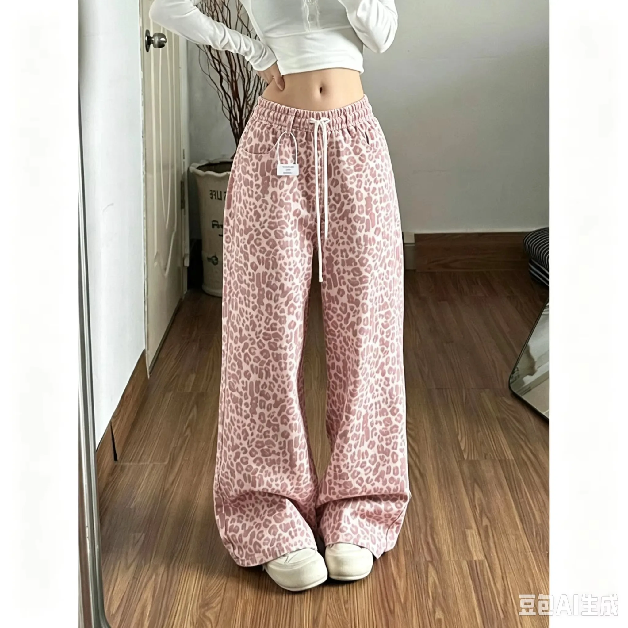 Sommer Unisex 3D Rosa Leopardenmuster Schnell Trocknende Gerade Hose Hip-Hop Street Sport Lässig Atmungsaktiv – Detail 6