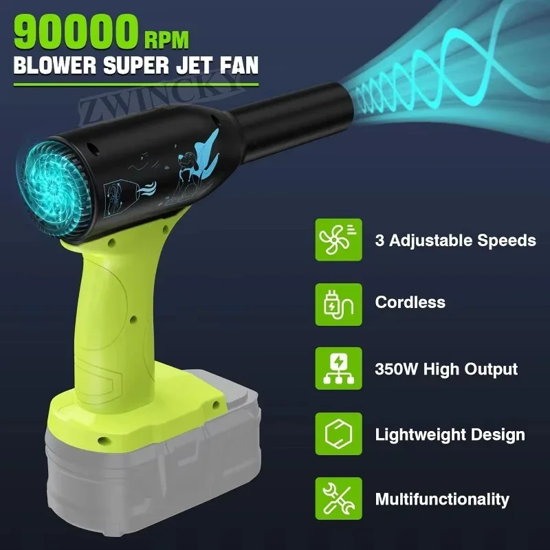 Soplador de chorro Turbo inalámbrico, ventilador de polvo eléctrico de mano, Mini soplador seco de chorro para Ryobi 18V ONE + batería P102 P103 P122 P104 P105