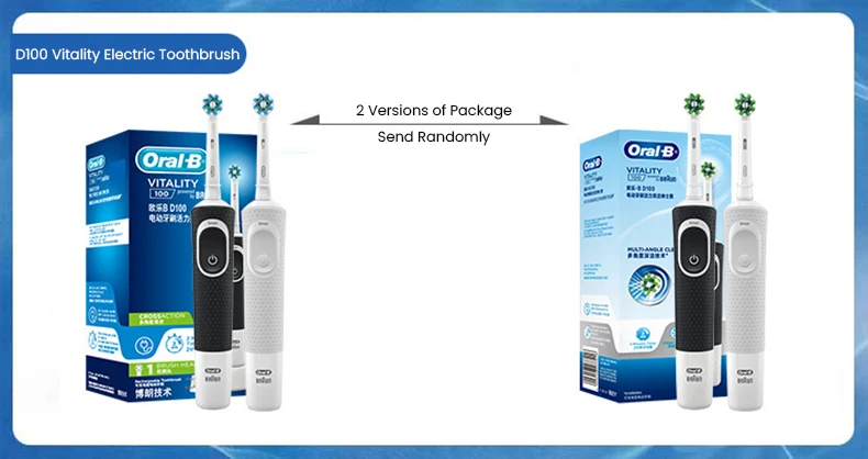 Oral B D100 Electric Toothbrush 2D Vitality Cleaning Teeth Brush Waterproof Electronic Teeth Brush Inductive Charger With Timer