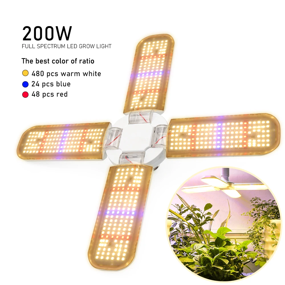 Full Spectrum Phyto Led Grow Light, Kit Tenda Estufa de Plantas Interiores, Plantas Crescimento De Mudas, 200W