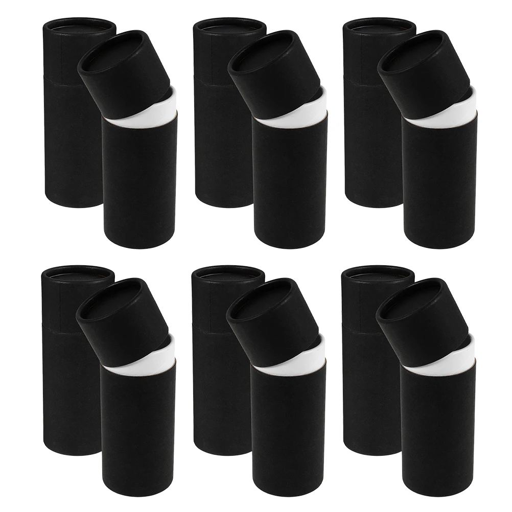 

12pcs Essential Oil Bottle Packaging Box Round Black Paper Kraft Cardboard Holder Cylinder Storage Container Mailing Tubes