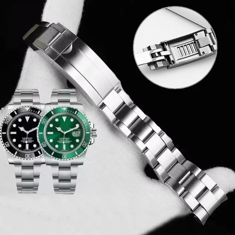 20mm Watch Bracelet For Rolex SUBMARINER DAYTONA SUP GMT Men Fine-Tuning Pull Button Clasp Strap 904L Stainless Steel Watchbands