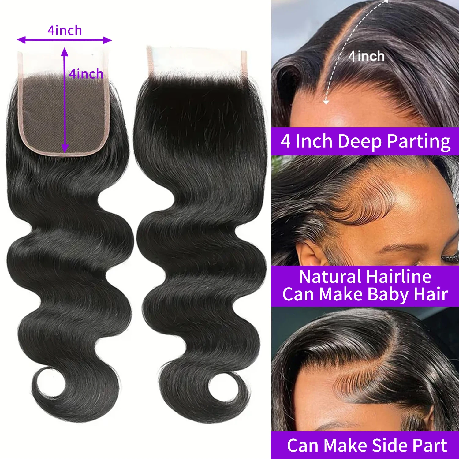 Raw Brazilian Body Wave Bundles With 4X4 Closure Brazilian Human Hair Weave Bundles With 5X5 Closure Hair Extension 3 Bundles view 2