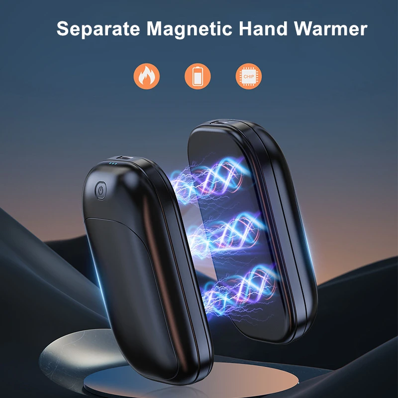 New 2 in 1 Magnetic Rechargeable Hand Warmers Electric Portable Handwarmers Ergonomic Compact Pocket Heater Tech Gifts Outdoors