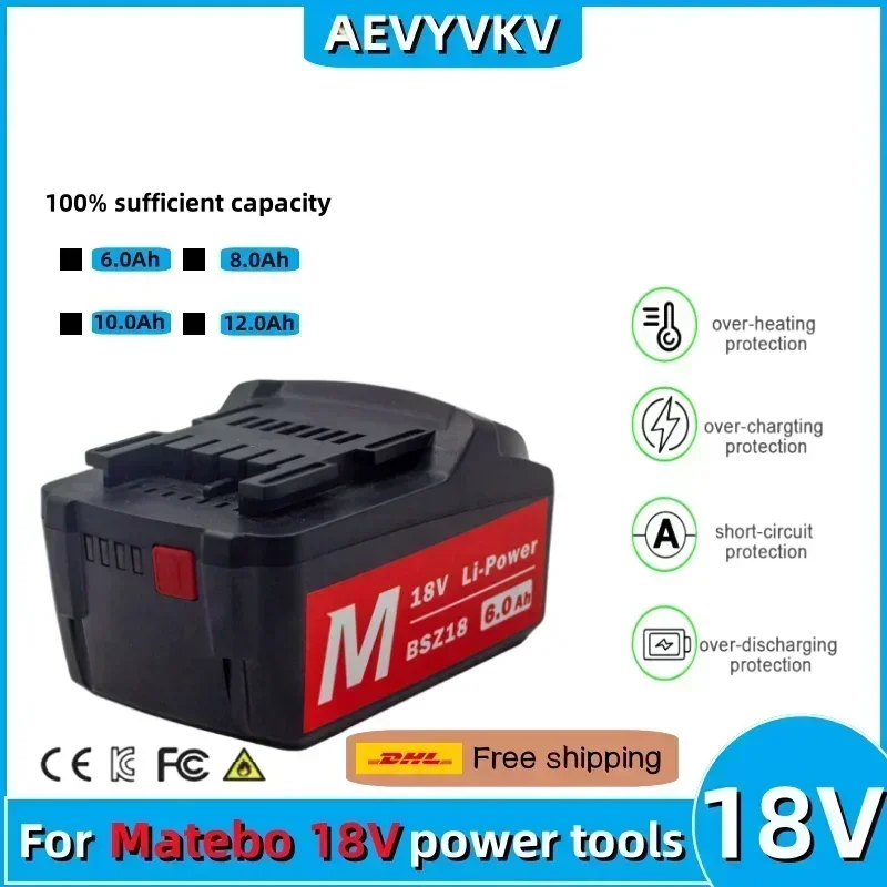 Battery 18V 6000mah for Metabo Cordless Power Tool Drill Drivers Wrench Hammers for Metabo 18V Battery 6.0Ah 625592000 625591000