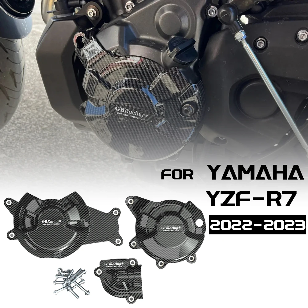 

Защитная крышка двигателя мотоцикла для YAMAHA YZF-R7 R7 2022-2023, печать из углеродного волокна