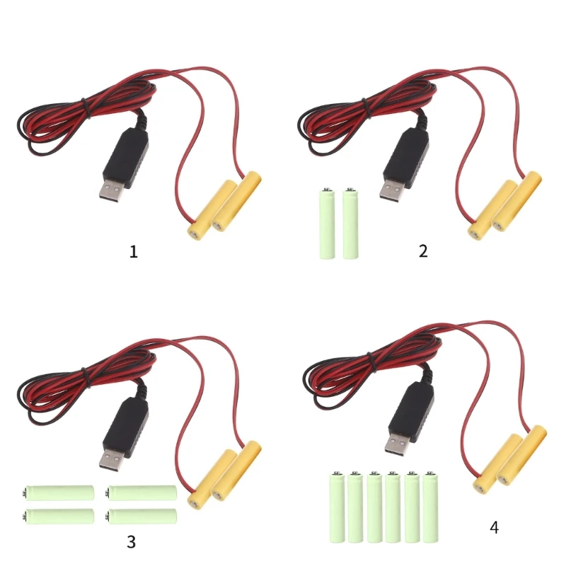 DX62 USB AAA Battery Eliminators Power Supply Adapter,1.5V 3V 4.5V 6V Replace AAA LR03 Batteries for LED Light Clocks