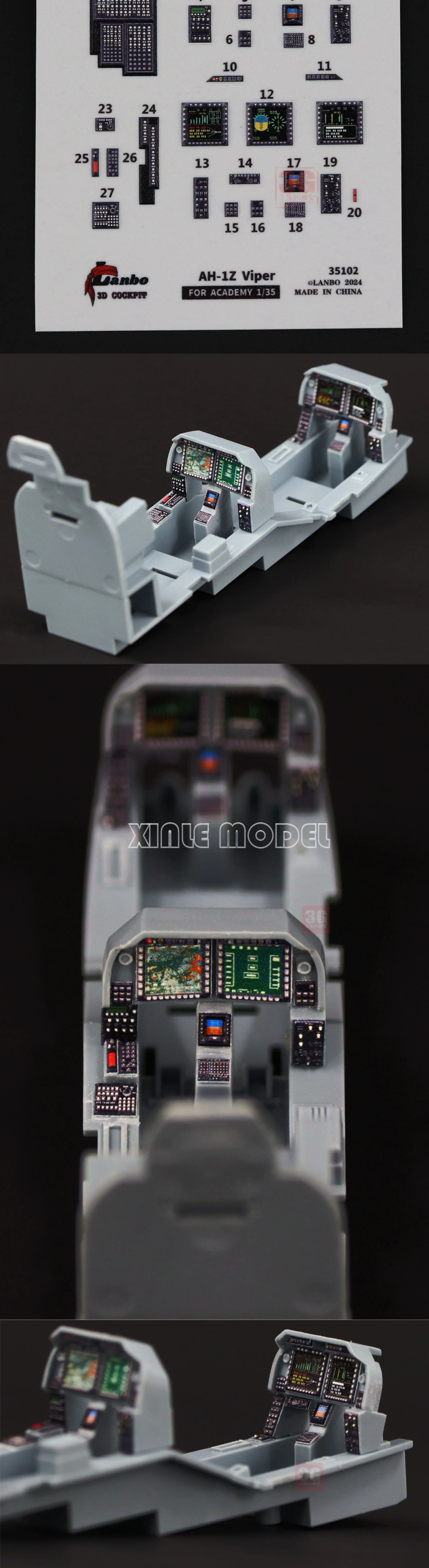 Lambo 3D Color Cockpit Instrument 35102 AH-1Z Elicottero adattato, per Academy 12127 Scala 1/35