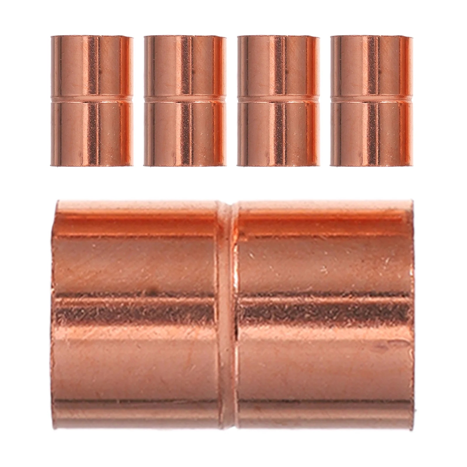 

5pcs Straight Copper Coupling Fittings With Rolled Stop For Hvac Air Conditioning Refrigeration Systems Industrial Plumbing