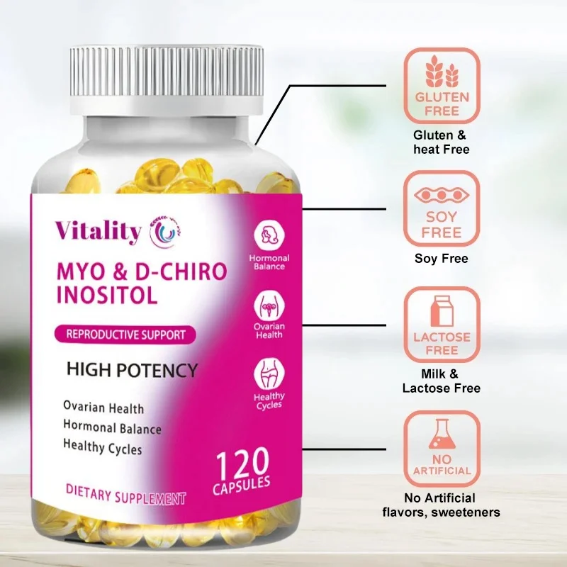 Vitality Myo-Inositol & D-Chiro Inositol Capsules for Ovarian Health Support and Balance Hormone Vitamin B8 Menstrual regulation